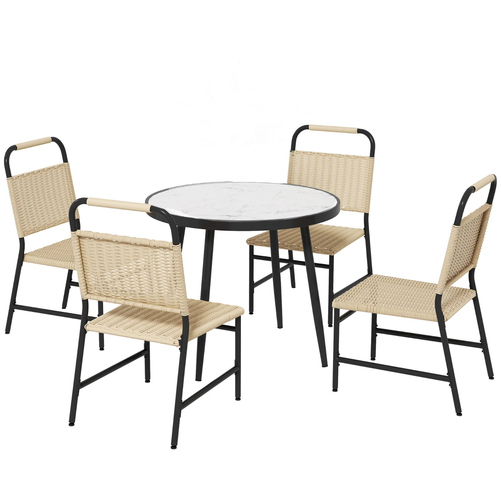 Outsunny Set de dining din 5 piese din ratan pentru terasa, Masa | Aosom Romania Outsunny Set de dining din 5 piese din ratan pentru terasa, Masa | Aosom Romania