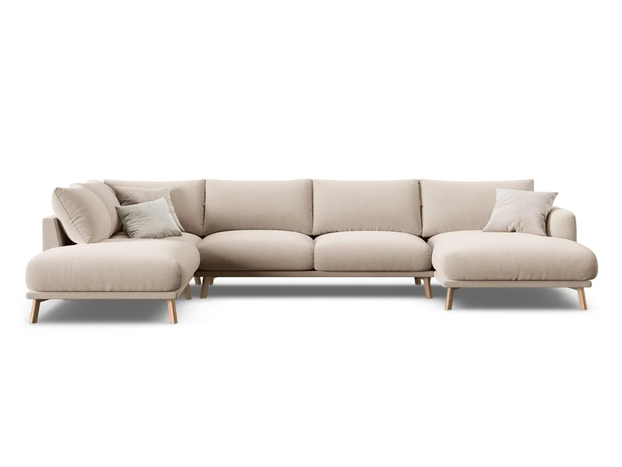 Coltar panoramic stanga 6 locuri, Naomi, Micadoni Home, 365x235x75 cm, catifea, bej Coltar panoramic stanga 6 locuri, Naomi, Micadoni Home, 365x235x75 cm, catifea, bej