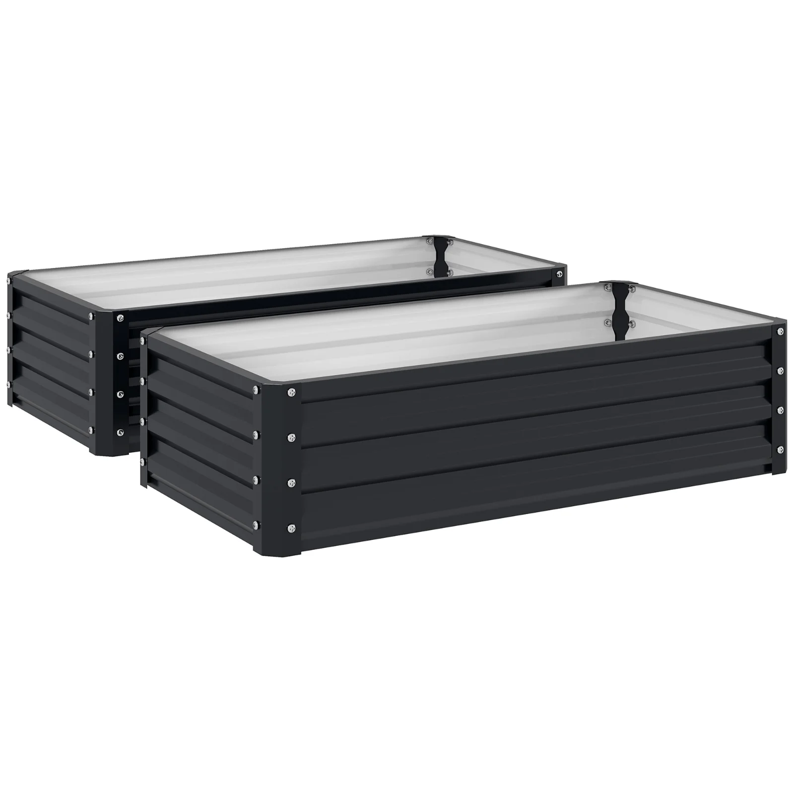 Outsunny Set de 2 paturi de grădină dreptunghiulare tablă ondulată din oțel 120 x 60 x 30,5 cm gri | Aosom Romania Outsunny Set de 2 paturi de grădină dreptunghiulare tablă ondulată din oțel 120 x 60 x 30,5 cm gri | Aosom Romania