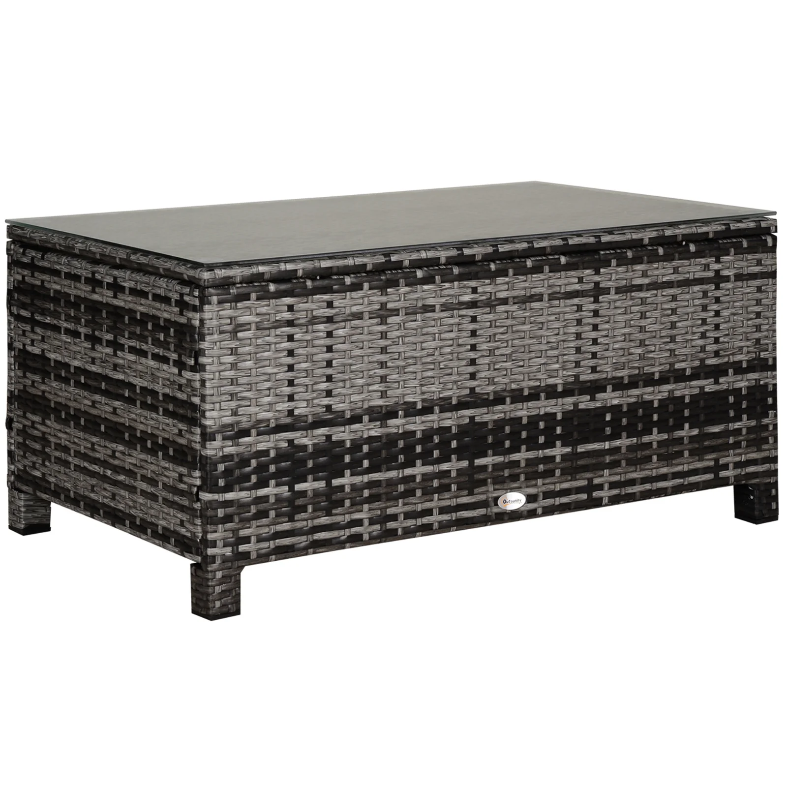 Outsunny Măsuță de grădină blat din sticlă securizată 5 mm ratan împletit 85 x 50 x 39 cm Max. 70 kg gri | Aosom Romania Outsunny Măsuță de grădină blat din sticlă securizată 5 mm ratan împletit 85 x 50 x 39 cm Max. 70 kg gri | Aosom Romania