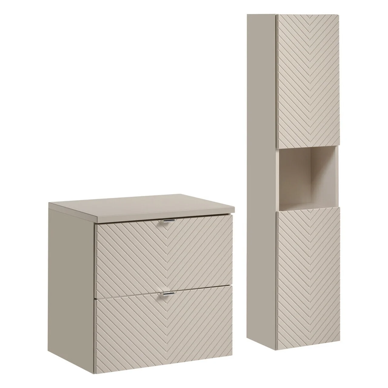 Set mobilier baie Viva Cashmere 60 cm HC, dulap inalt si masca lavoar, Comad, MDF/PAL, casmir Set mobilier baie Viva Cashmere 60 cm HC, dulap inalt si masca lavoar, Comad, MDF/PAL, casmir