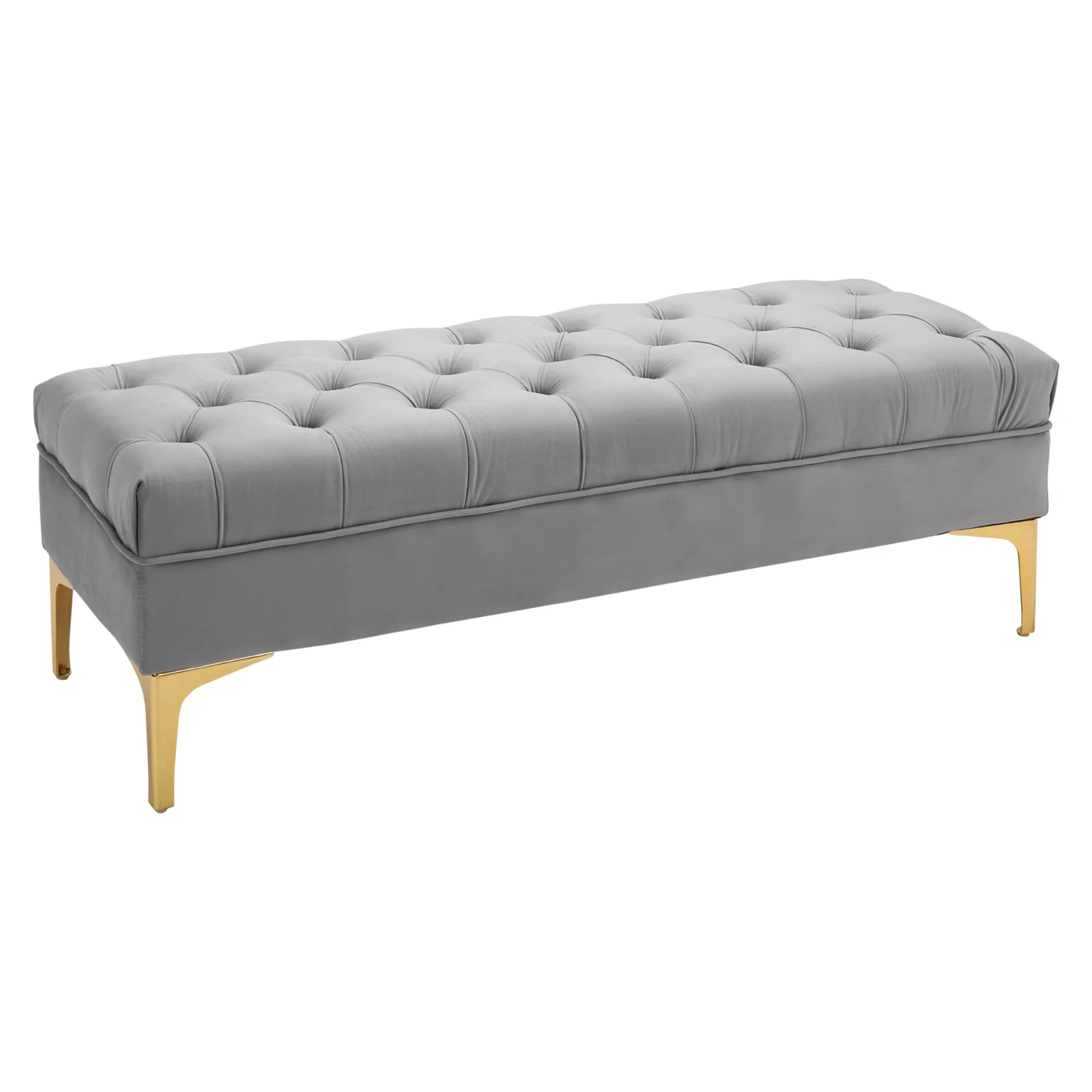 HOMCOM Banca Hol din Tesatura Catifelata, Picioruse Metalice, Banca Capitonata la capatul Patului Gri, 118x45x42cm | Aosom Romania HOMCOM Banca Hol din Tesatura Catifelata, Picioruse Metalice, Banca Capitonata la capatul Patului Gri, 118x45x42cm | Aosom Romania