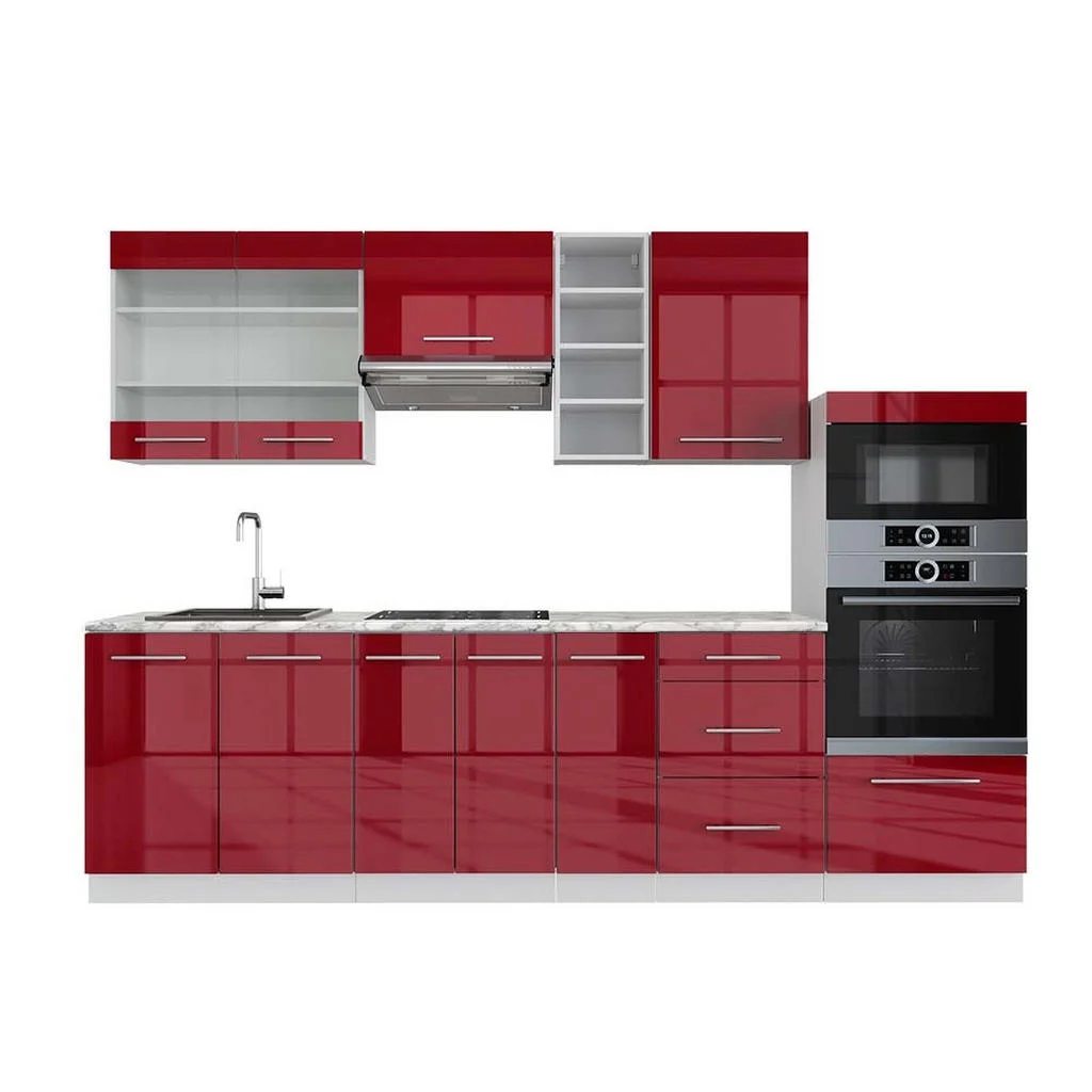 KITCHENETTE Fame-Line Bordeaux lucios/alb 280 cm , AP Marmură KITCHENETTE Fame-Line Bordeaux lucios/alb 280 cm , AP Marmură