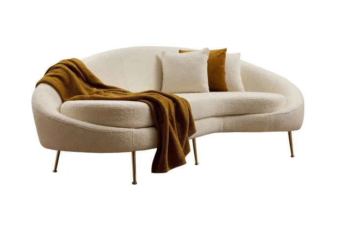 Canapea fixa ESES, 3 locuri, colt dreapta, crem, 255x120x85 cm