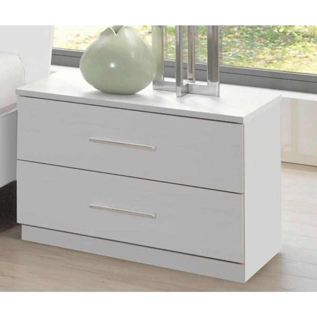 Noptieră, 52/40/38 cm, alb, culoare crom Noptieră, 52/40/38 cm, alb, culoare crom