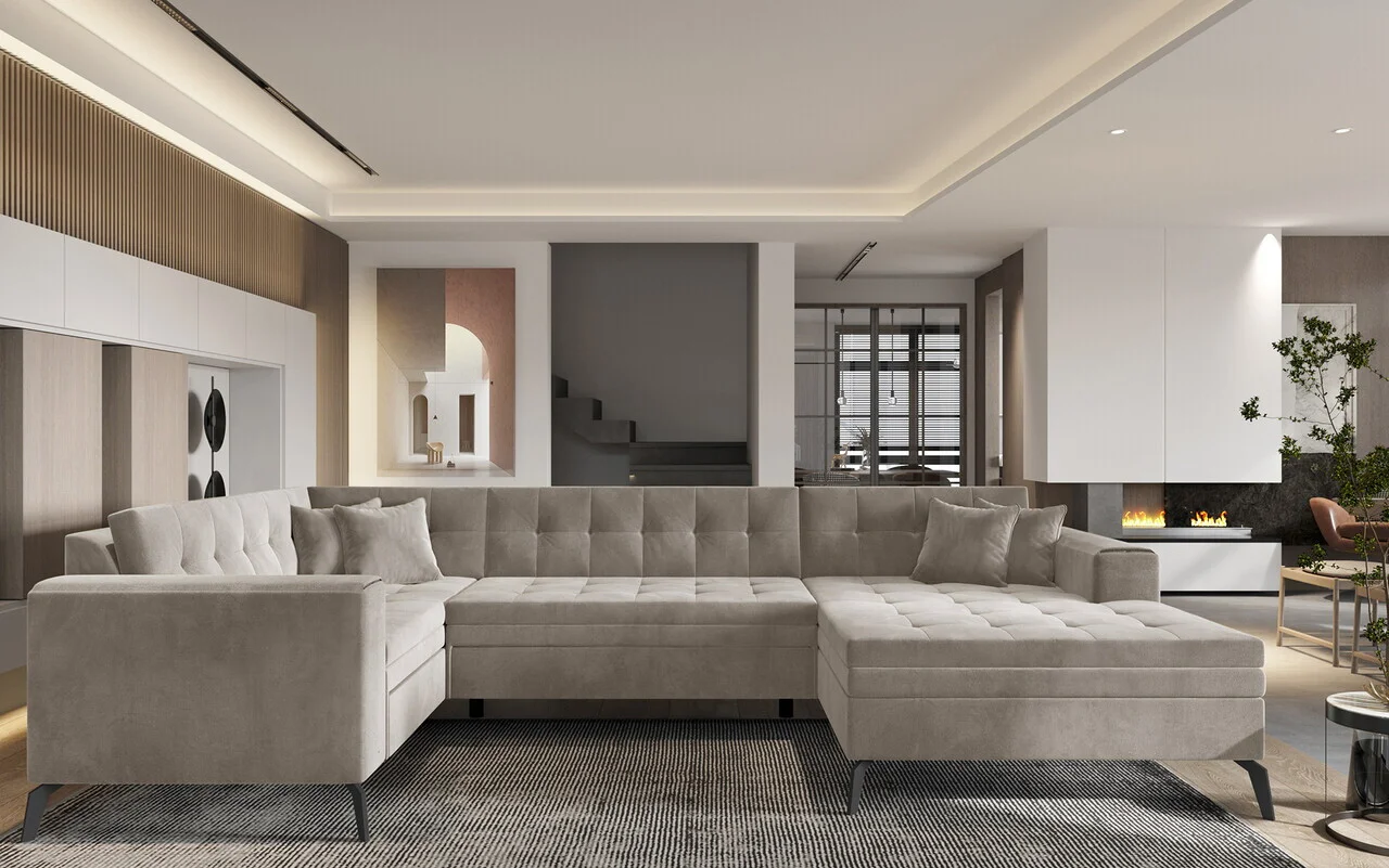 Coltar extensibil dreapta 5 locuri ELTAP, MON-RT-18SO, Montez, 340x180x93 cm, lemn/poliester, bej Coltar extensibil dreapta 5 locuri ELTAP, MON-RT-18SO, Montez, 340x180x93 cm, lemn/poliester, bej