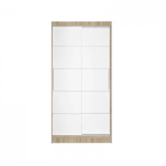 Dulap KOSS 03, cu usi glisante, corp sonoma + usi alb, 100x60x200 cm Dulap KOSS 03, cu usi glisante, corp sonoma + usi alb, 100x60x200 cm