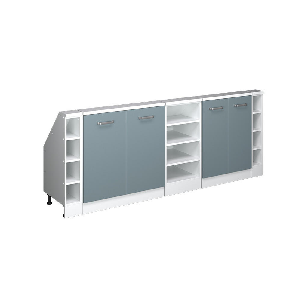 DULAP DE BUCĂTĂRIE PENTRU ACOPERIȘURI ÎNCLINATE R-Line Albastru-gri 210 cm Set de 5 DULAP DE BUCĂTĂRIE PENTRU ACOPERIȘURI ÎNCLINATE R-Line Albastru-gri 210 cm Set de 5