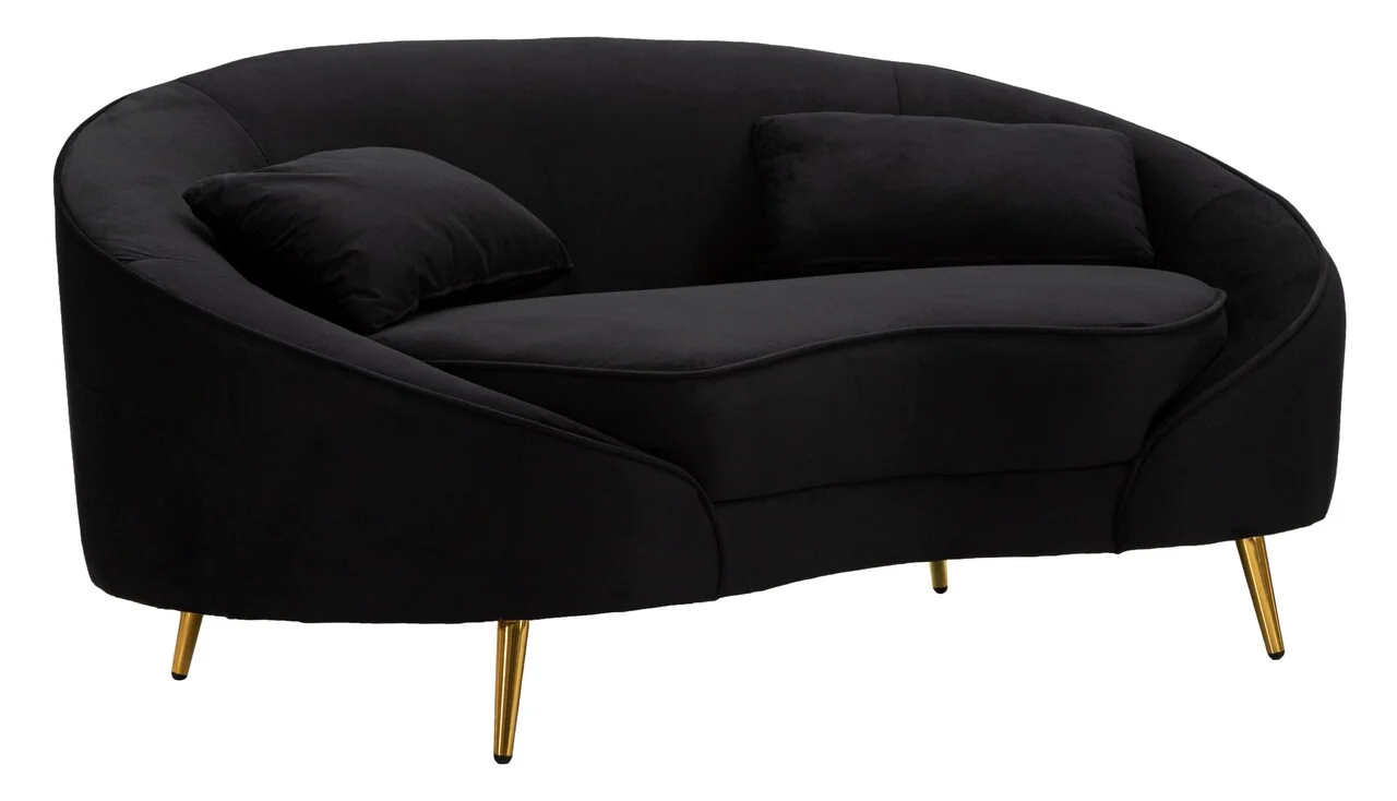 Canapea cu 2 locuri, Oslo, Mauro Ferretti, 148 x 84 x 68 cm, lemn de eucalipt/poliester/metal, negru/auriu Canapea cu 2 locuri, Oslo, Mauro Ferretti, 148 x 84 x 68 cm, lemn de eucalipt/poliester/metal, negru/auriu