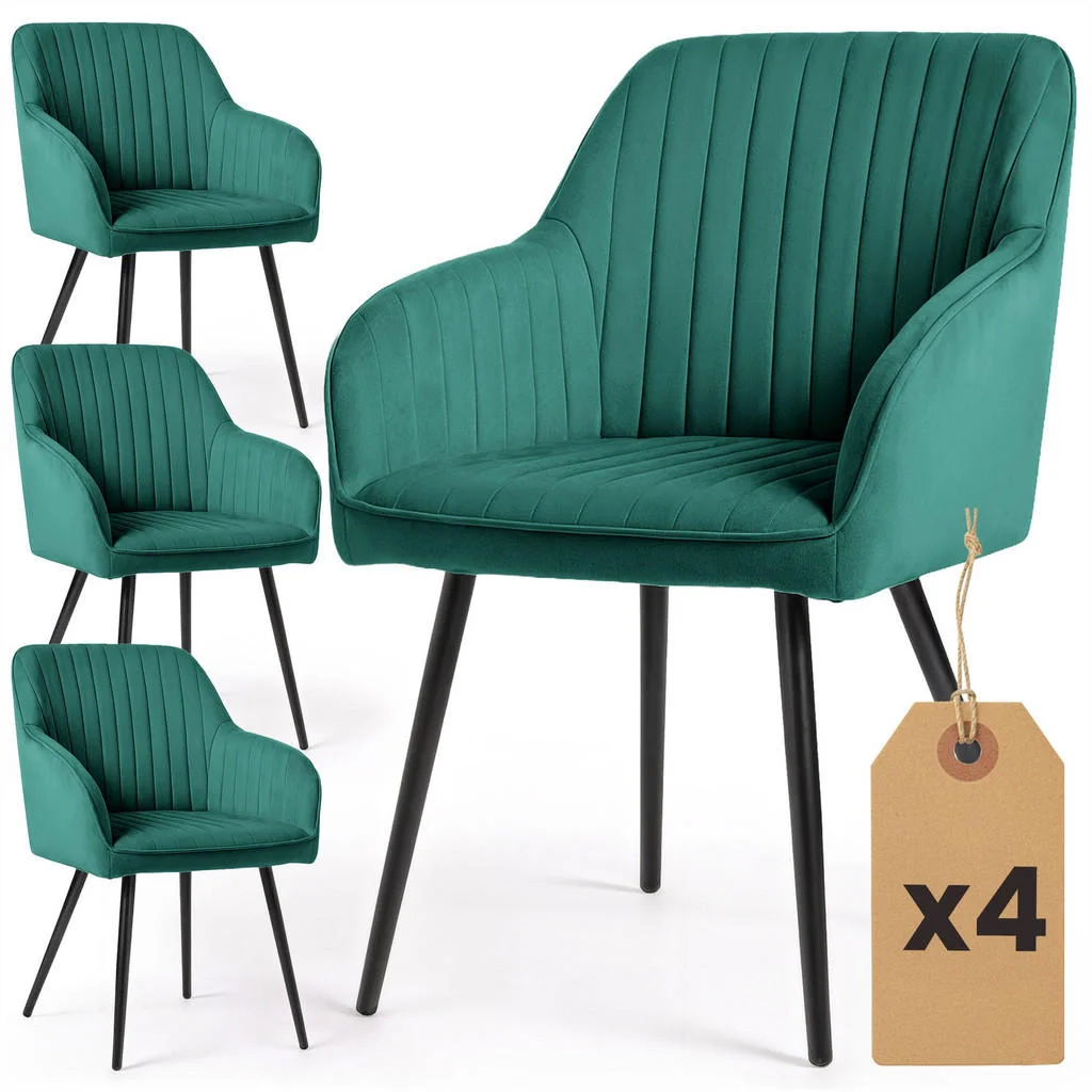 SCAUN tapițat, set de 4 bucăți, picioare metalice, verde, negru 54,5/82/58 SCAUN tapițat, set de 4 bucăți, picioare metalice, verde, negru 54,5/82/58