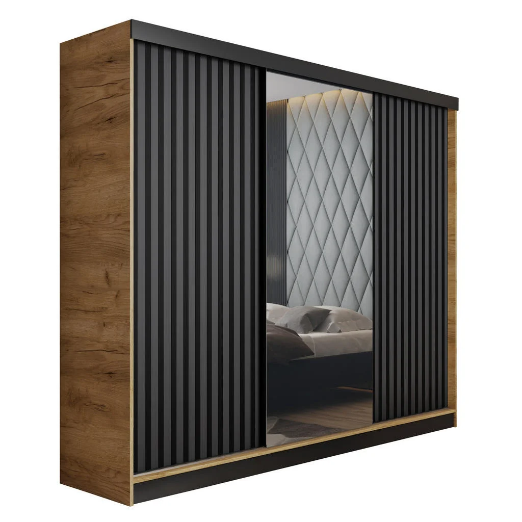 SIFONIER CU USI GLISANTE MALANI – 200x205x59 cm – Stejar Craft Auriu si Gri Grafit SIFONIER CU USI GLISANTE MALANI – 200x205x59 cm – Stejar Craft Auriu si Gri Grafit