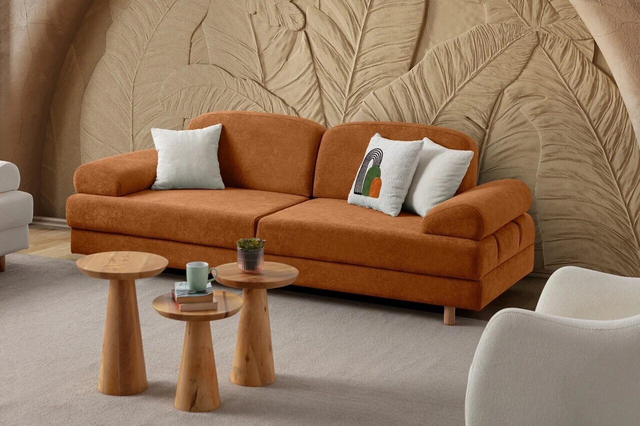 Canapea extensibila 3 locuri, Atelier del Sofa, 752EST1169, Portocaliu Canapea extensibila 3 locuri, Atelier del Sofa, 752EST1169, Portocaliu