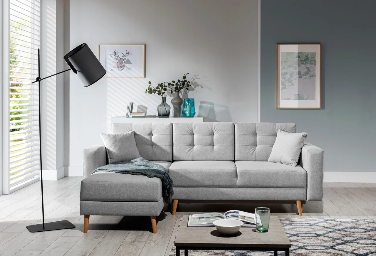 Coltar extensibil reversibil 3 locuri ELTAP, AsgL-23, Asgard, 248x162x93 cm, lemn/poliester, gri deschis Coltar extensibil reversibil 3 locuri ELTAP, AsgL-23, Asgard, 248x162x93 cm, lemn/poliester, gri deschis