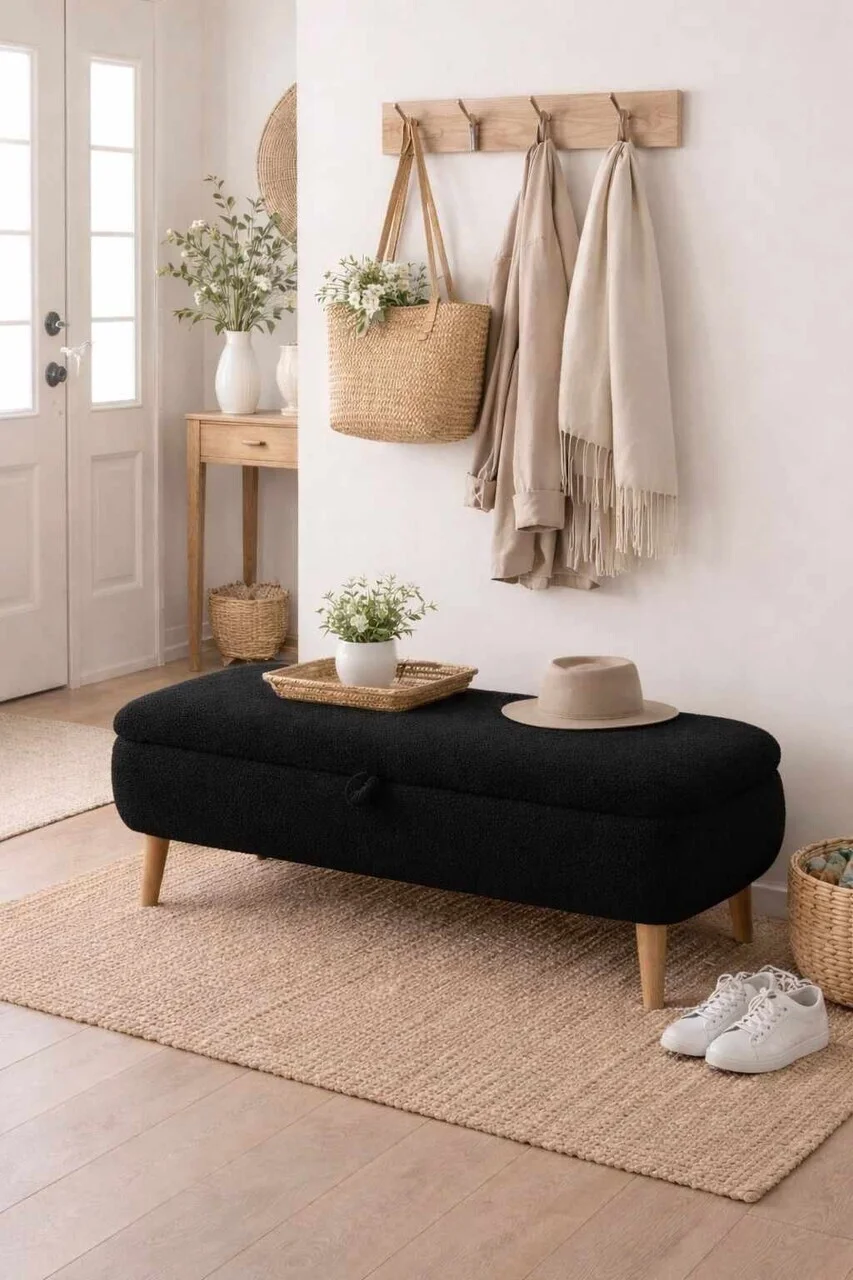 Banca, Hanah Home, Rena, 90x45x30 cm, Negru Banca, Hanah Home, Rena, 90x45x30 cm, Negru