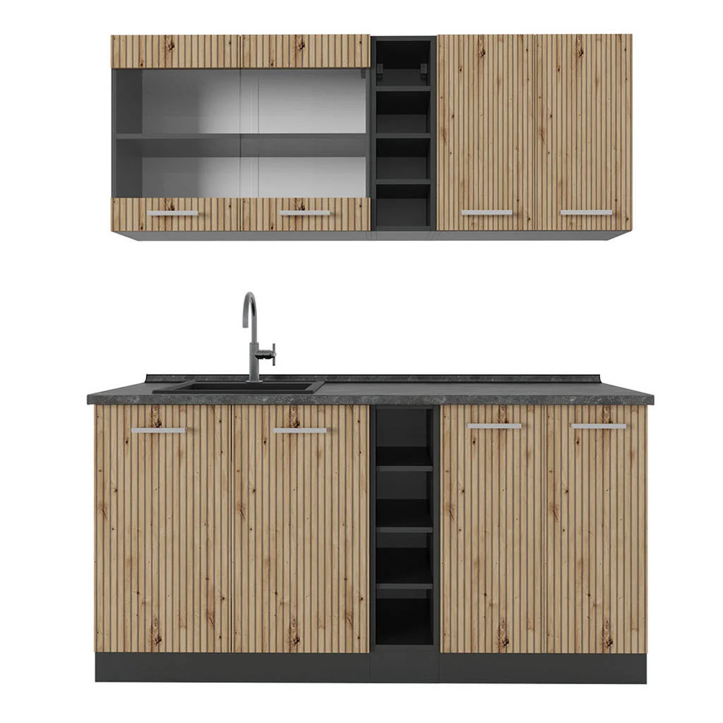 BUCĂTĂRIE SIMPLĂ R-Line Stejar artizanal/antracit 160 cm , AP Antracit BUCĂTĂRIE SIMPLĂ R-Line Stejar artizanal/antracit 160 cm , AP Antracit