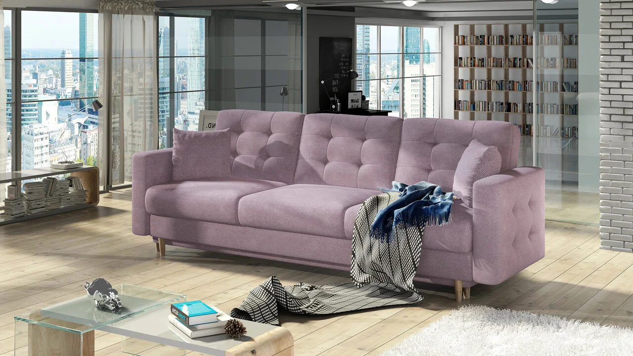Canapea extensibila 3 locuri ELTAP, Ask02, Asgard, 233x92x93 cm, lemn/poliester, roz Canapea extensibila 3 locuri ELTAP, Ask02, Asgard, 233x92x93 cm, lemn/poliester, roz