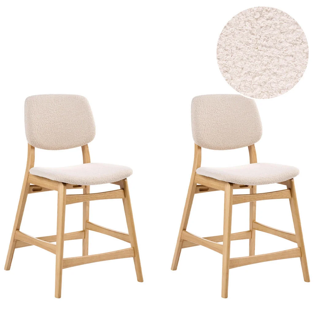 SCAUN DE BAR set de 2 bouclé maro deschis/bej Elaine SCAUN DE BAR set de 2 bouclé maro deschis/bej Elaine