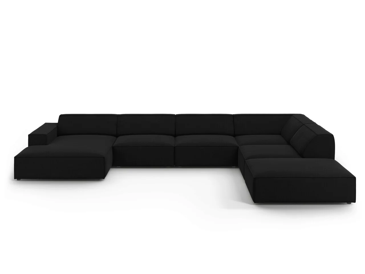 Coltar panoramic dreapta 7 locuri, Jodie, Micadoni Home, BL, 364x262x70 cm, catifea, negru Coltar panoramic dreapta 7 locuri, Jodie, Micadoni Home, BL, 364x262x70 cm, catifea, negru