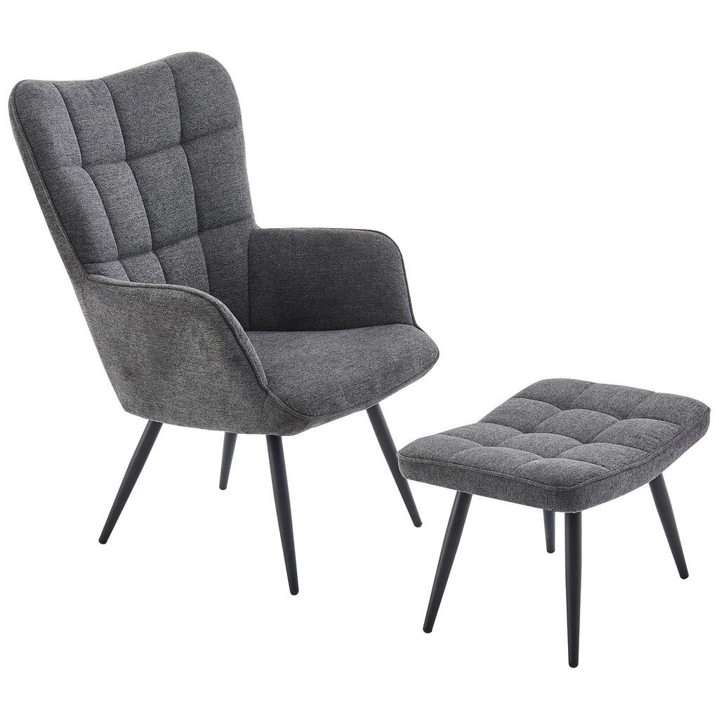 Set Scaune De Relaxare din metal, textil, gri închis Set Scaune De Relaxare din metal, textil, gri închis