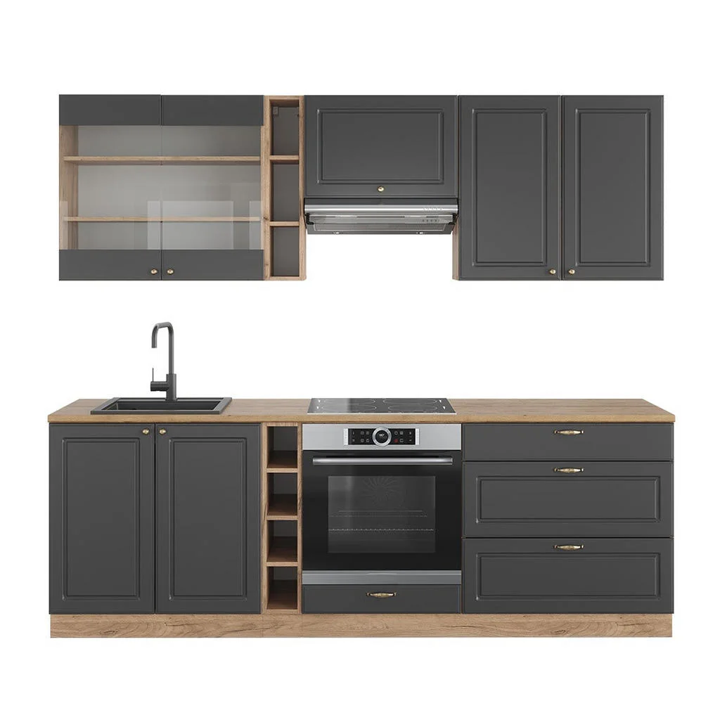 KITCHENETTE Fame-Line Casă de țară antracit/stejar Goldkraft 235 cm , AP Stejar KITCHENETTE Fame-Line Casă de țară antracit/stejar Goldkraft 235 cm , AP Stejar
