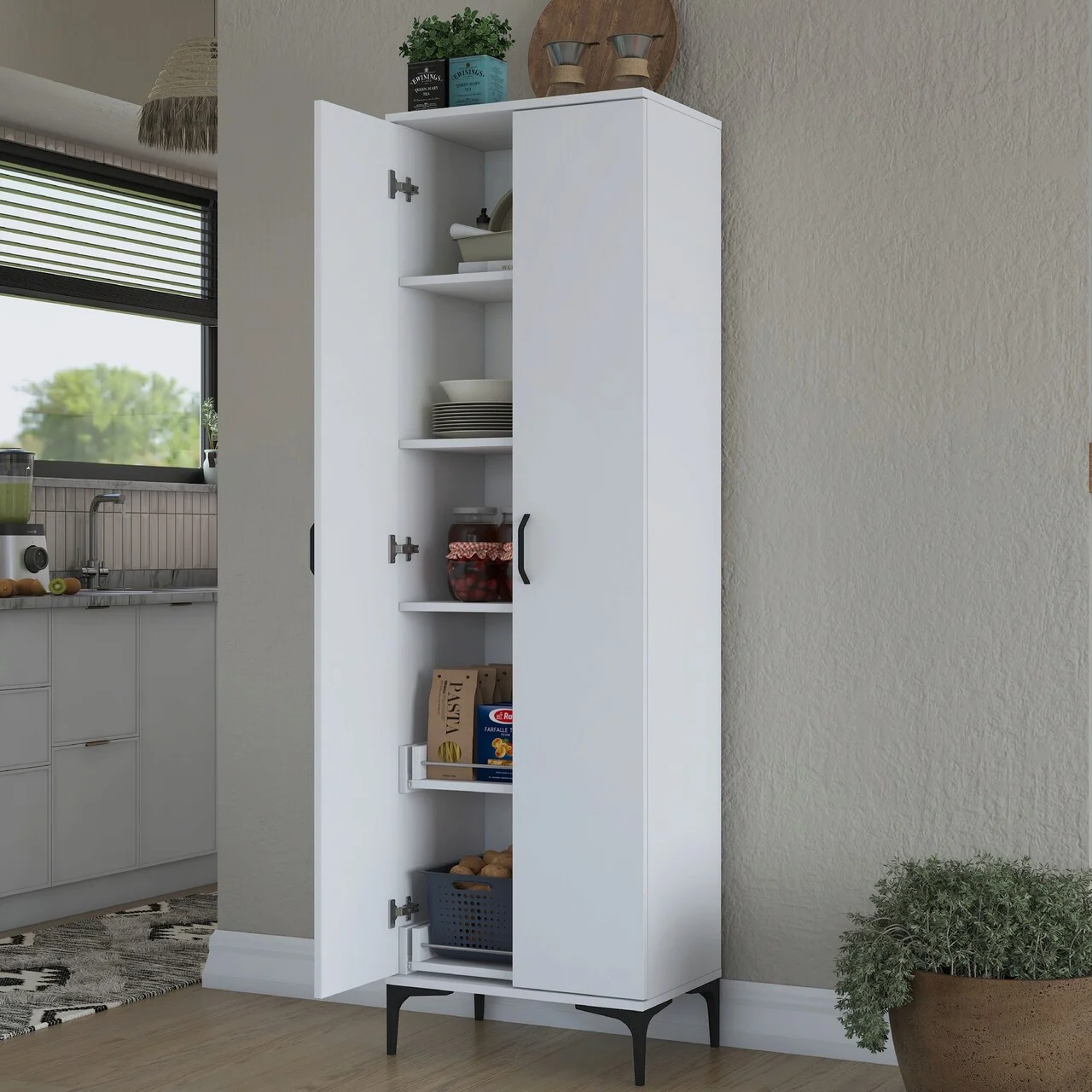Dulap multifunctional, Hanah Home, JE110, 60x198.6x40 cm, Alb Dulap multifunctional, Hanah Home, JE110, 60x198.6x40 cm, Alb