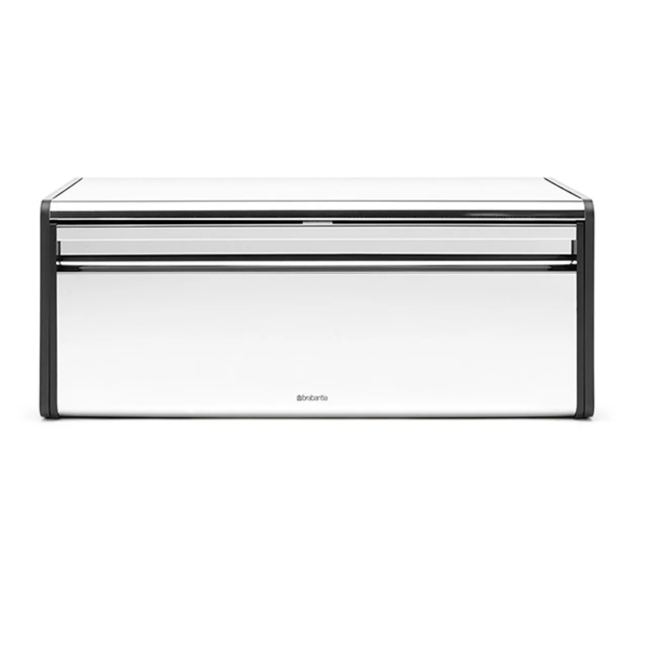 Cutie pentru paine, Brabantia, Fall Front Brilliant, 46.5x25x18.7 cm, otel, argintiu lucios/negru Cutie pentru paine, Brabantia, Fall Front Brilliant, 46.5x25x18.7 cm, otel, argintiu lucios/negru