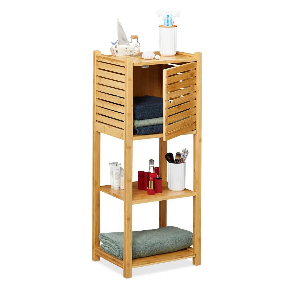 ETAJERĂ Natural bambus 4 rafturi cu ușă ETAJERĂ Natural bambus 4 rafturi cu ușă