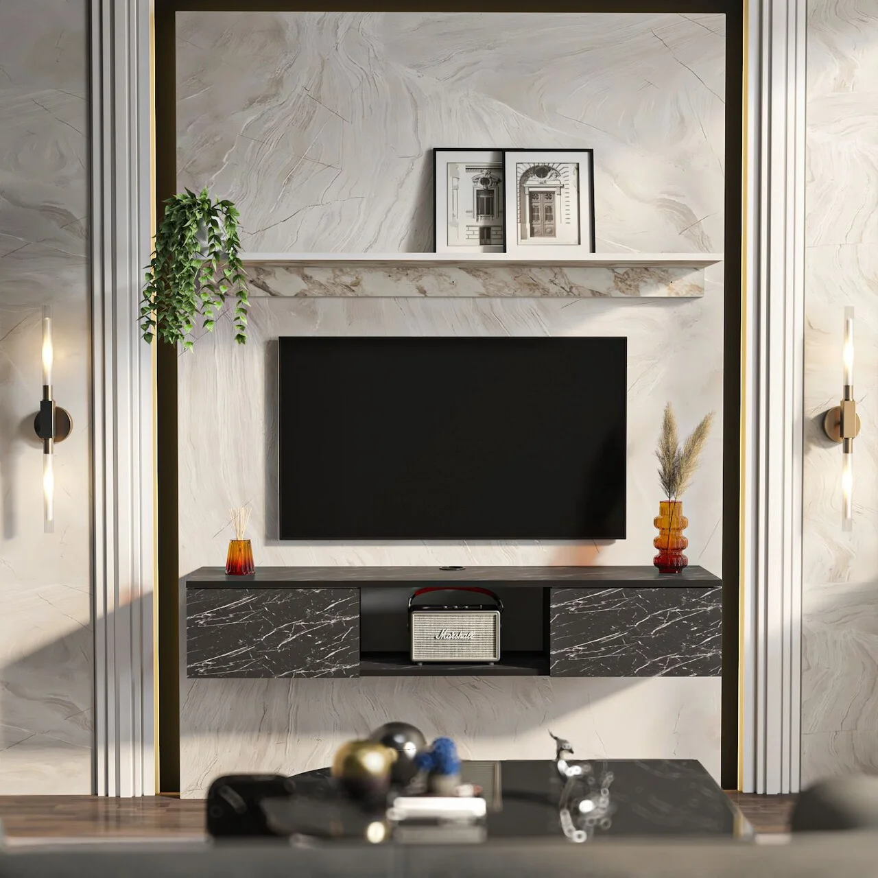 Comoda TV, Hanah Home, Elia, 140x25.6x32 cm, Efes / Alb Comoda TV, Hanah Home, Elia, 140x25.6x32 cm, Efes / Alb