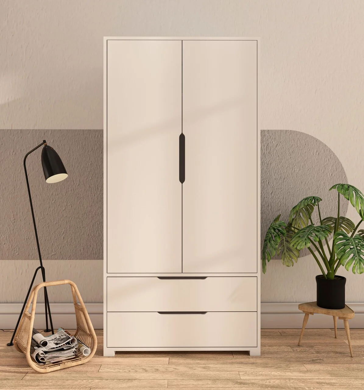 Dulap pentru haine, Hanah Home, Flora 90, 90x183x45 cm, PAL, Alb Dulap pentru haine, Hanah Home, Flora 90, 90x183x45 cm, PAL, Alb