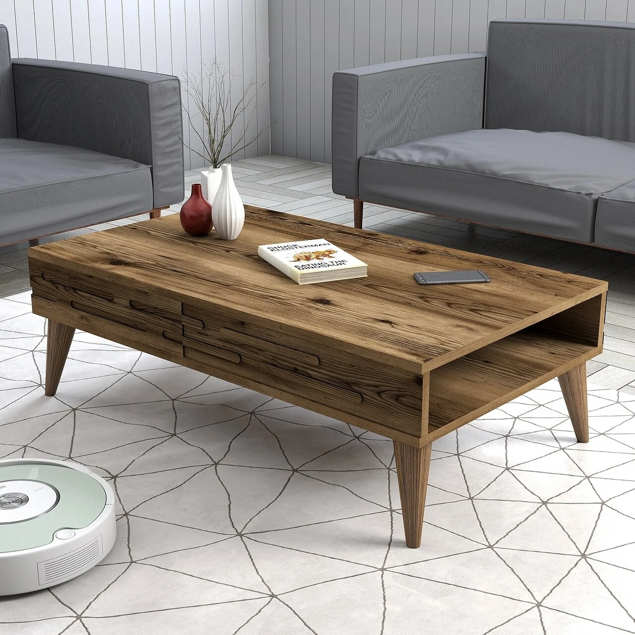 Masuta de cafea, Hanah Home, Valensiya, 105x60x34.6 cm, Maro Masuta de cafea, Hanah Home, Valensiya, 105x60x34.6 cm, Maro