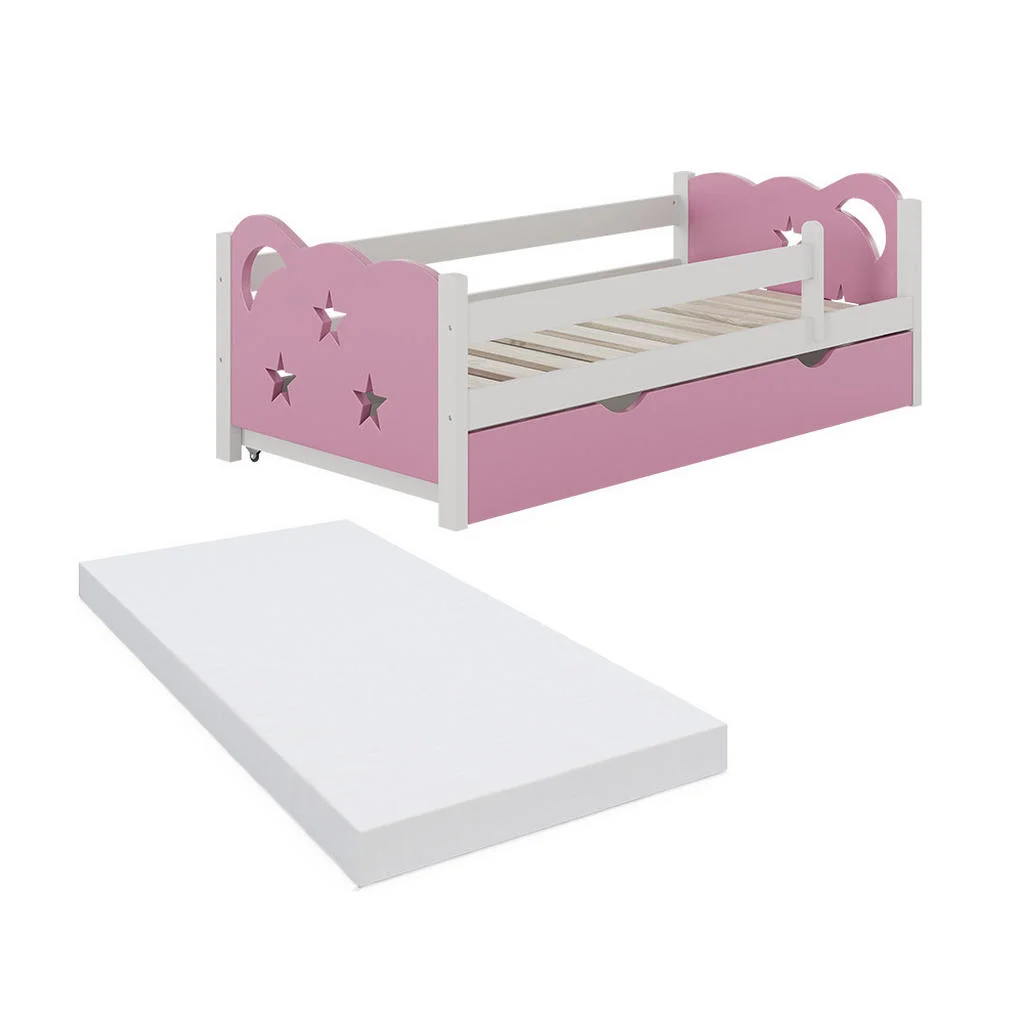 PAT PENTRU COPII Jessica Roz 70x140 cm cu sertar, cu saltea PAT PENTRU COPII Jessica Roz 70x140 cm cu sertar, cu saltea