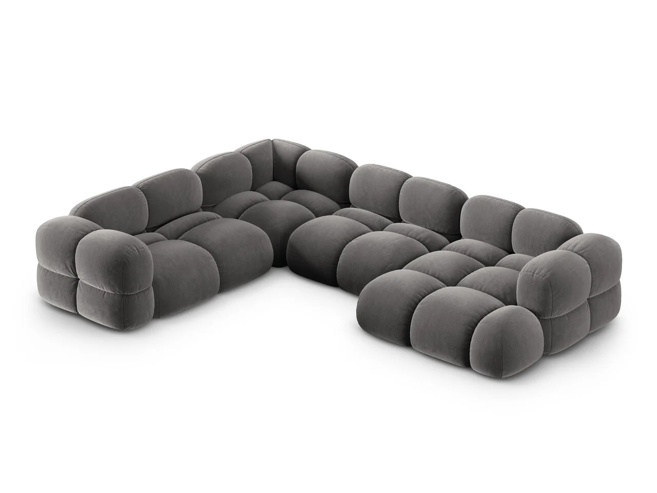 Coltar panoramic stanga 5 locuri, Loretto, Cosmopolitan Design, 345x250x68 cm, catifea, gri Coltar panoramic stanga 5 locuri, Loretto, Cosmopolitan Design, 345x250x68 cm, catifea, gri