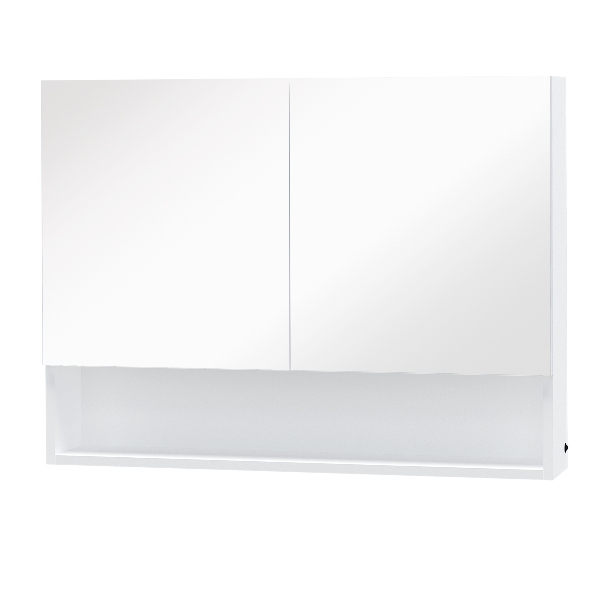 HOMCOM Dulap cu Oglindă de Perete cu Lumini LED și Rafturi Reglabile din Sticlă și MDF pentru Baie | Aosom Romania HOMCOM Dulap cu Oglindă de Perete cu Lumini LED și Rafturi Reglabile din Sticlă și MDF pentru Baie | Aosom Romania