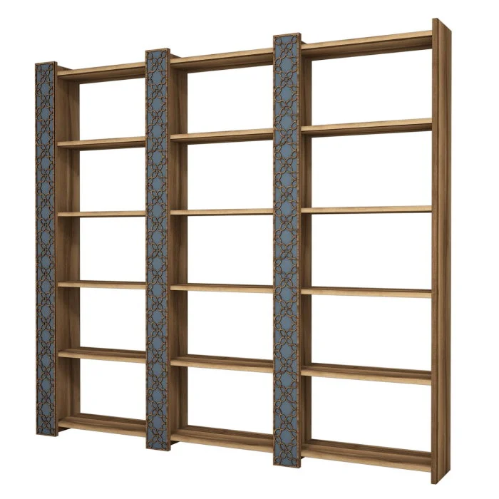 Biblioteca CITY 3, nuc + calcedonie, 184,6x24,2x170 cm