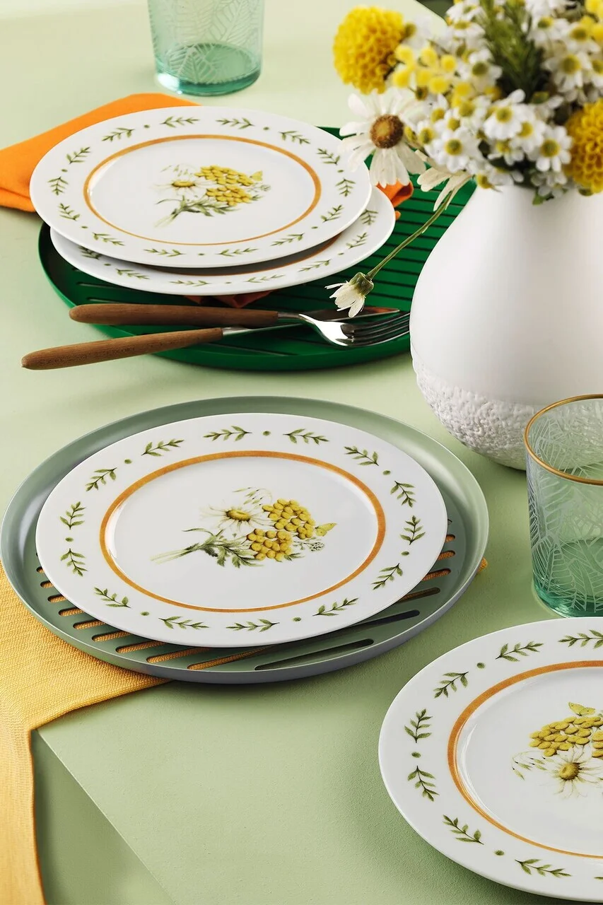 Set platouri servire desert, Hermia, 710KTP3764, Portelan, Verde Set platouri servire desert, Hermia, 710KTP3764, Portelan, Verde