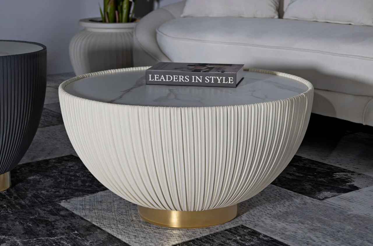 Masuta de cafea Elge, Mauro Ferretti, 71x71x38 cm, fier/ceramica, crem/auriu Masuta de cafea Elge, Mauro Ferretti, 71x71x38 cm, fier/ceramica, crem/auriu
