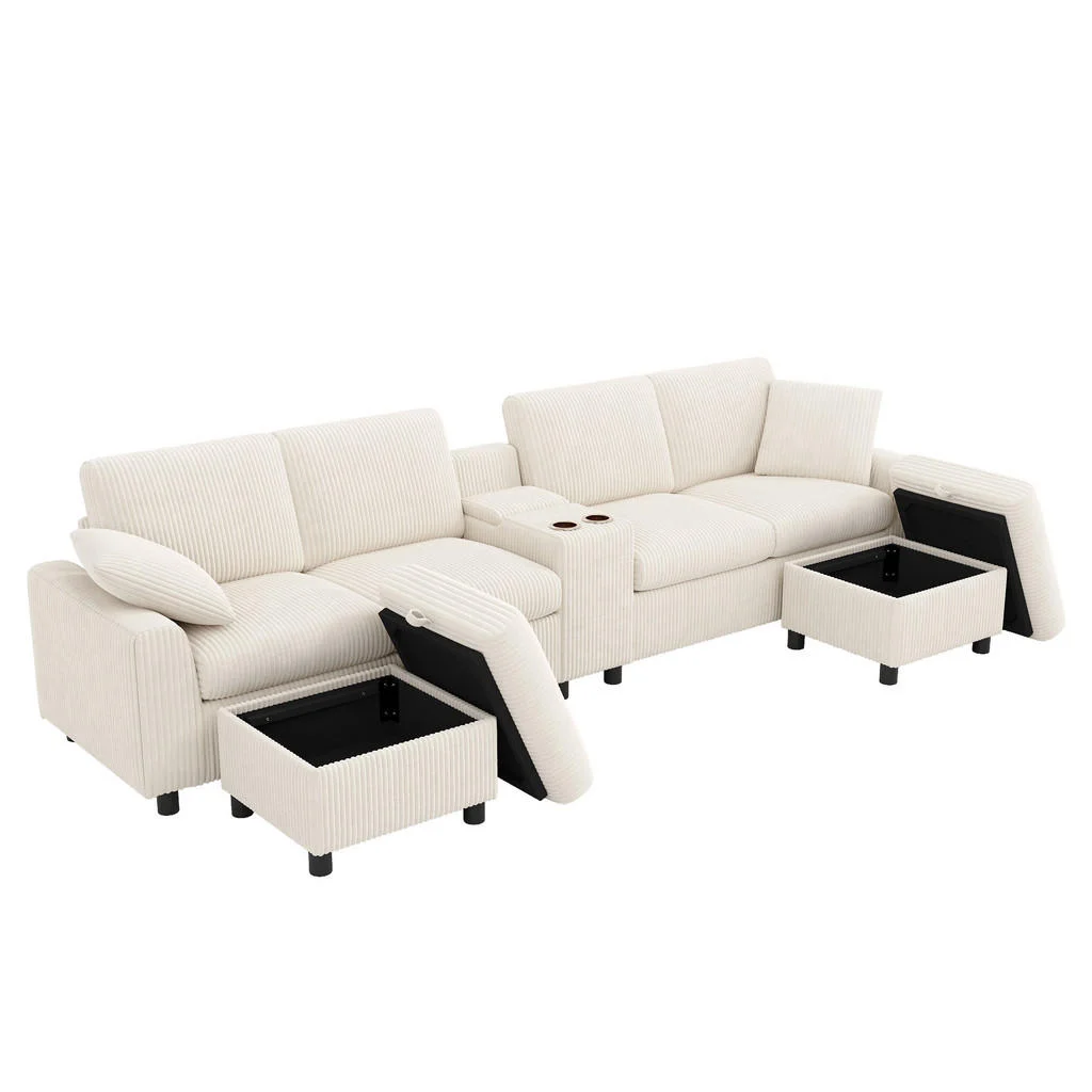 CANAPEA U Cord Tabureți USB Priză Beige CANAPEA U Cord Tabureți USB Priză Beige