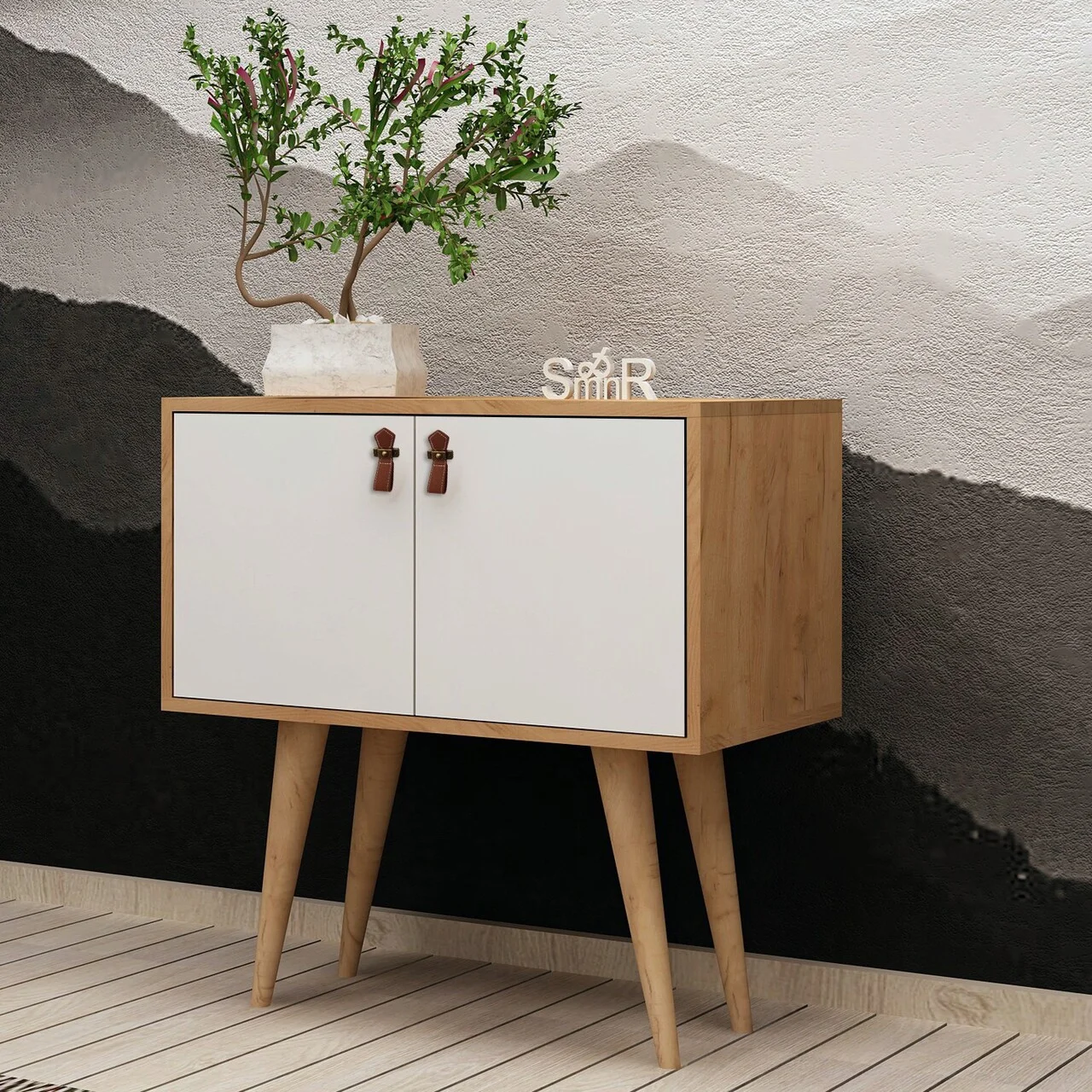 Consola, Hanah Home, Rebecca, 80x80x40 cm, Stejar / Alb Consola, Hanah Home, Rebecca, 80x80x40 cm, Stejar / Alb