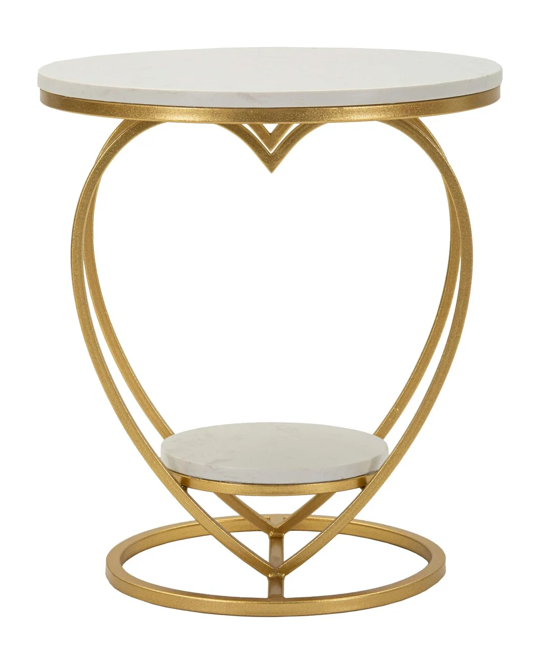 Masuta de cafea Heart, Mauro Ferretti, 40x45.5 cm, fier/marmura, auriu/alb Masuta de cafea Heart, Mauro Ferretti, 40x45.5 cm, fier/marmura, auriu/alb