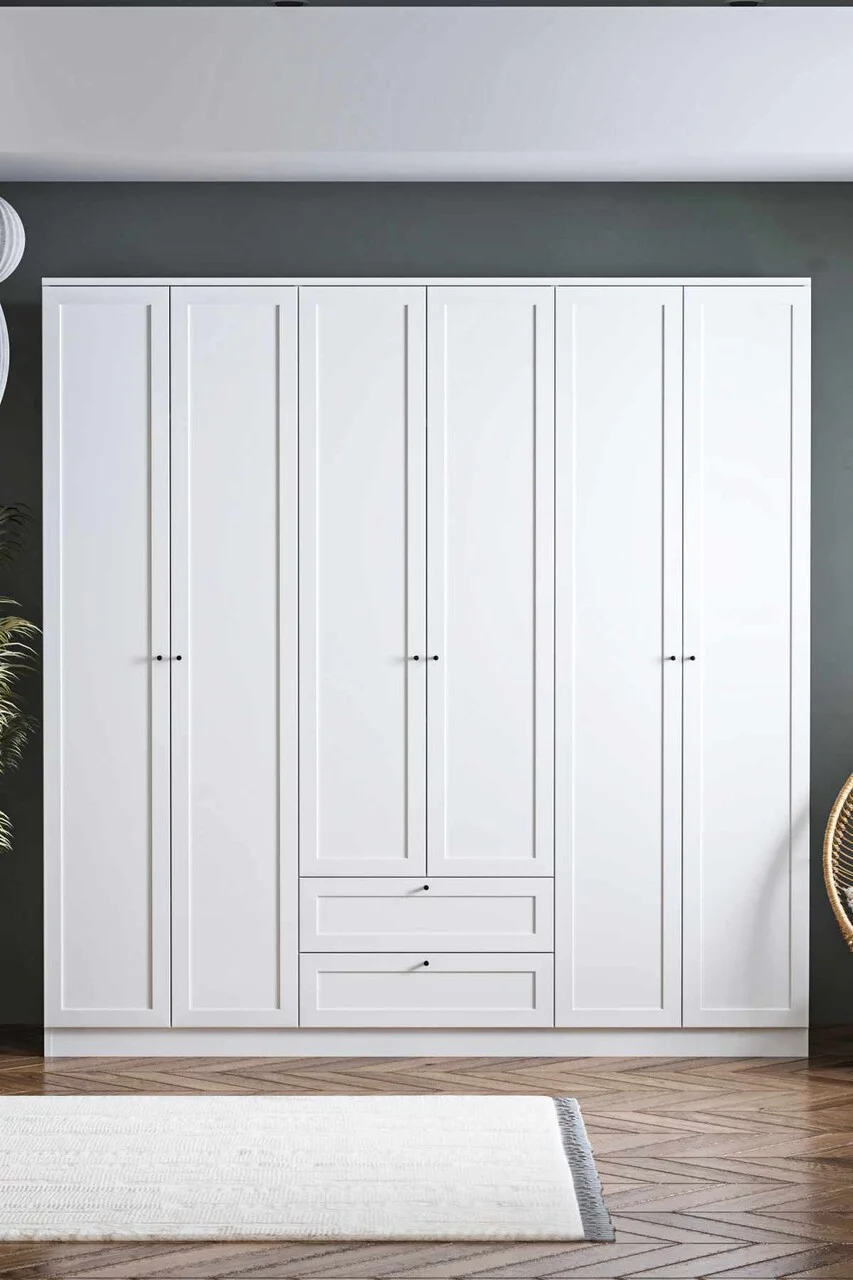 Dulap pentru haine, Hanah Home, Terra 6 210, 205x210x52 cm, Alb Dulap pentru haine, Hanah Home, Terra 6 210, 205x210x52 cm, Alb