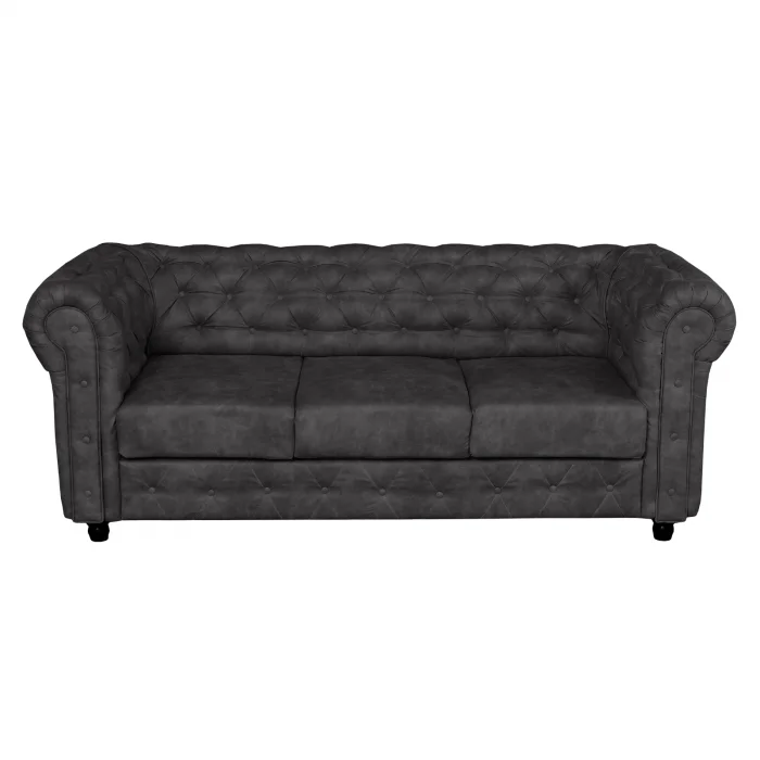 Canapea fixa CHESTERFIELD, 3 locuri, cu arcuri, gri inchis, 205x90x80 cm Canapea fixa CHESTERFIELD, 3 locuri, cu arcuri, gri inchis, 205x90x80 cm
