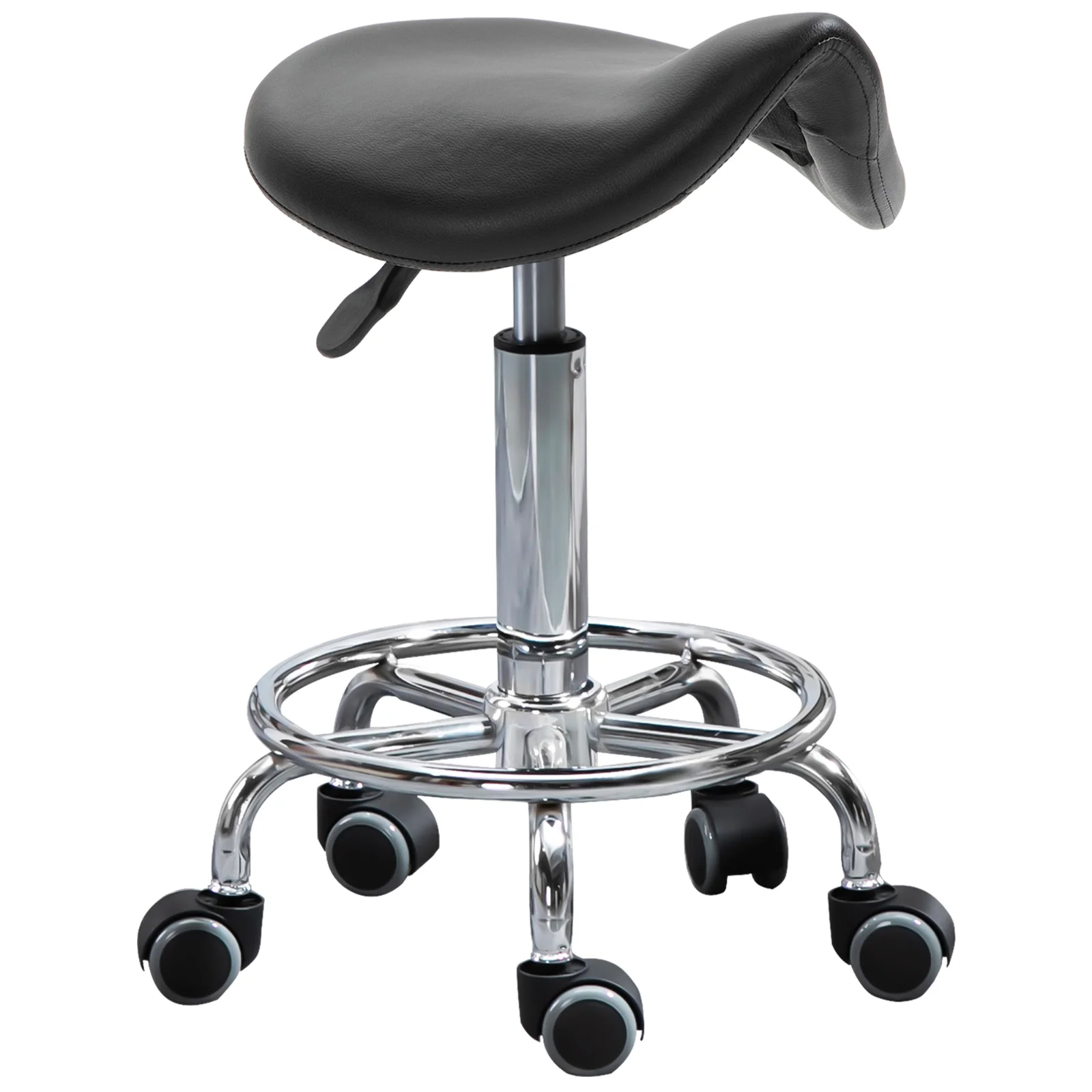 HOMCOM Scaun de Birou Reglabil, Ergonomic, cu Roti, Captușit cu Spumă, Negru 36.5x37.5x51-66cm | Aosom Romania HOMCOM Scaun de Birou Reglabil, Ergonomic, cu Roti, Captușit cu Spumă, Negru 36.5x37.5x51-66cm | Aosom Romania