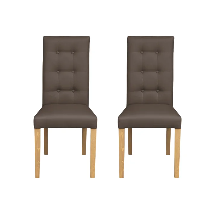 Set 2 scaune living TEO LUX, picioare lemn natur, piele ecologica gri elefant, 46x60x98 cm Set 2 scaune living TEO LUX, picioare lemn natur, piele ecologica gri elefant, 46x60x98 cm