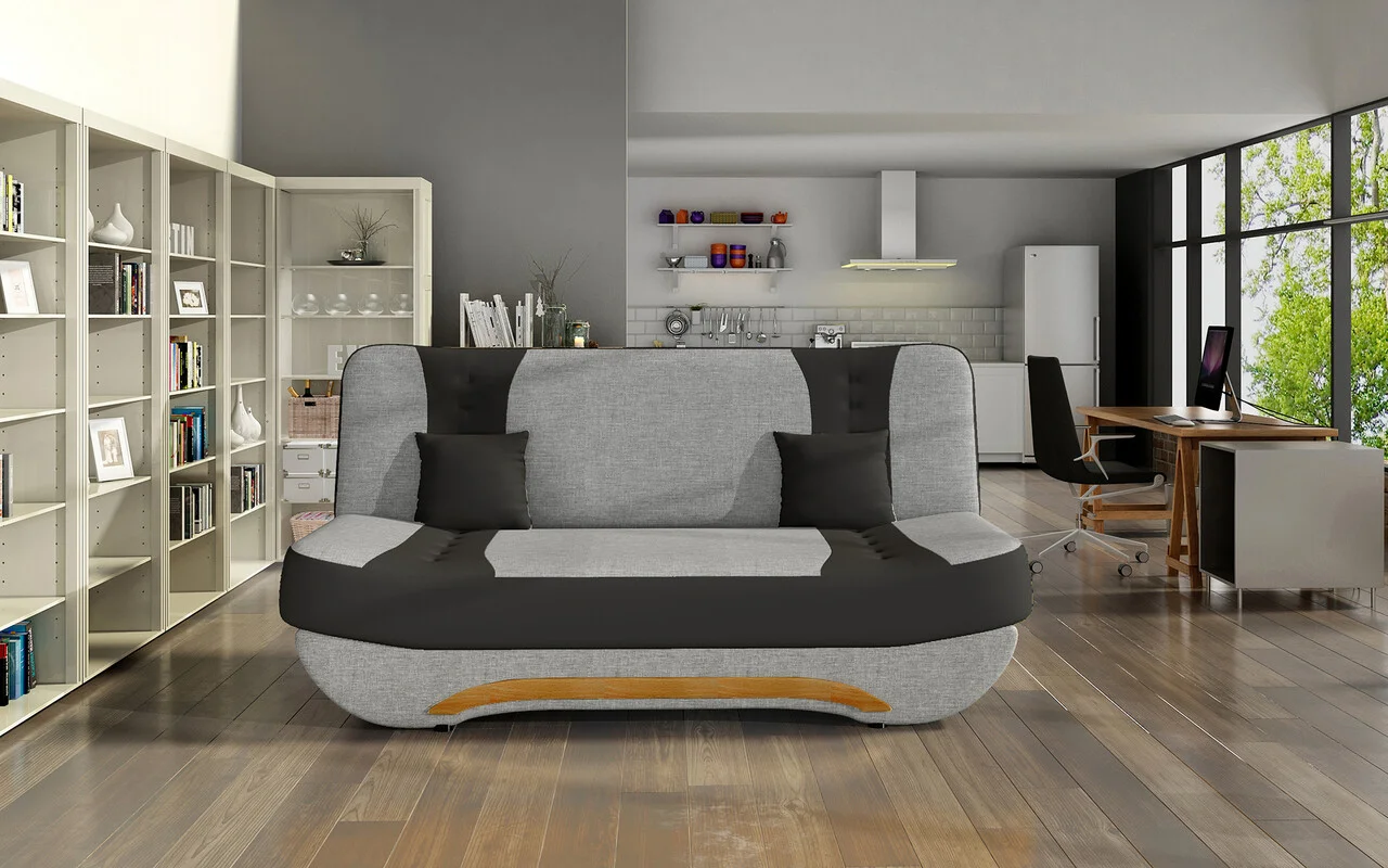 Canapea extensibila 3 locuri ELTAP, Ewa II, 189x90x88 cm, lemn/poliester, gri deschis/negru Canapea extensibila 3 locuri ELTAP, Ewa II, 189x90x88 cm, lemn/poliester, gri deschis/negru