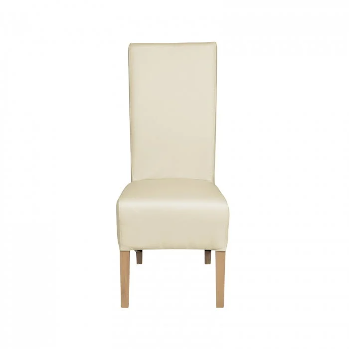 Scaun living VANESSA, picioare lemn natur, piele ecologica crem, 47x60x110 cm Scaun living VANESSA, picioare lemn natur, piele ecologica crem, 47x60x110 cm