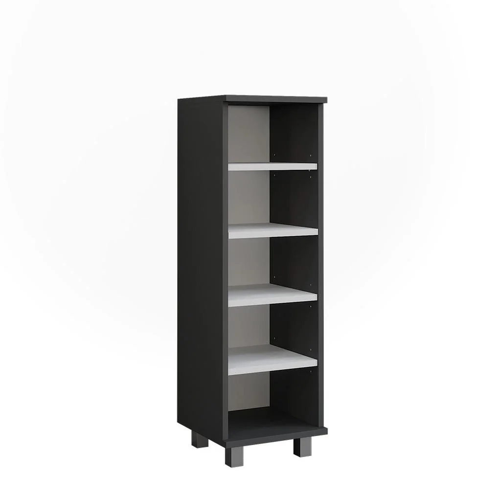 DULAP MIDI Ilias Antracit/alb 30.2x95 cm cu 5 compartimente deschise DULAP MIDI Ilias Antracit/alb 30.2x95 cm cu 5 compartimente deschise
