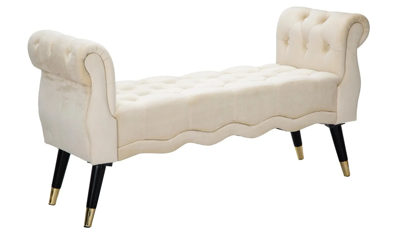 Bancheta Paris, Mauro Ferretti, 120x40x60 cm, catifea, crem Bancheta Paris, Mauro Ferretti, 120x40x60 cm, catifea, crem