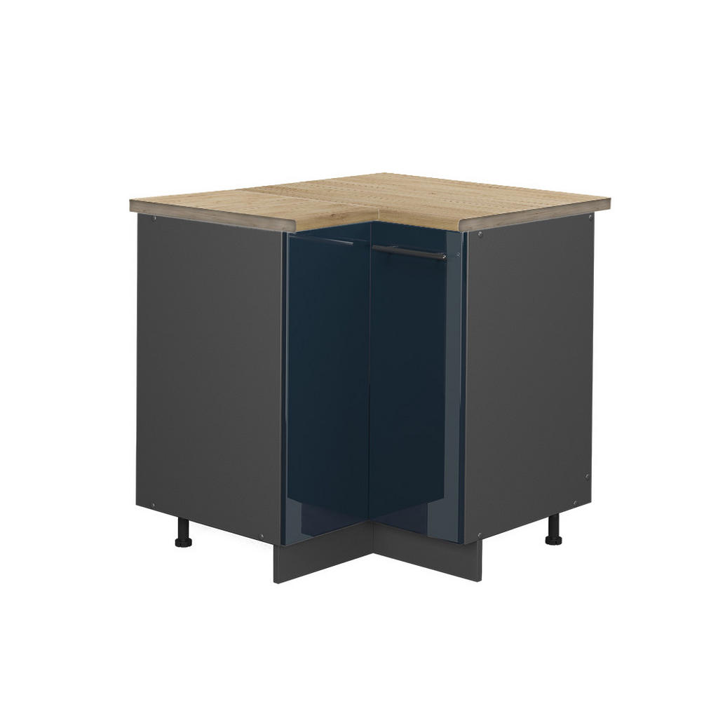 DULAP DE BAZĂ DE COLȚ Fame-Line Albastru închis înalt lucios 80.5 cm , AP Stejar DULAP DE BAZĂ DE COLȚ Fame-Line Albastru închis înalt lucios 80.5 cm , AP Stejar