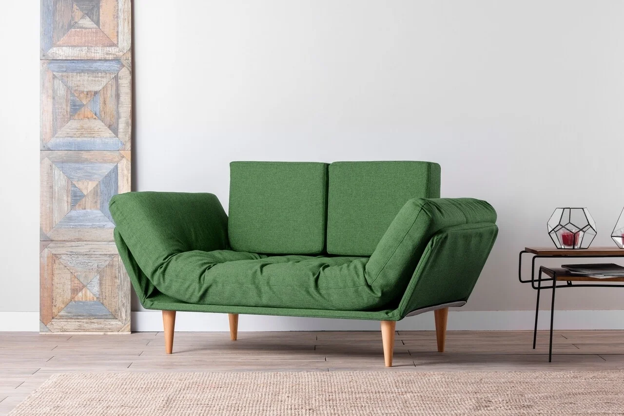 Canapea extensibila Nina Daybed, Futon, 3 locuri, 200x70 cm, metal, verde Canapea extensibila Nina Daybed, Futon, 3 locuri, 200x70 cm, metal, verde
