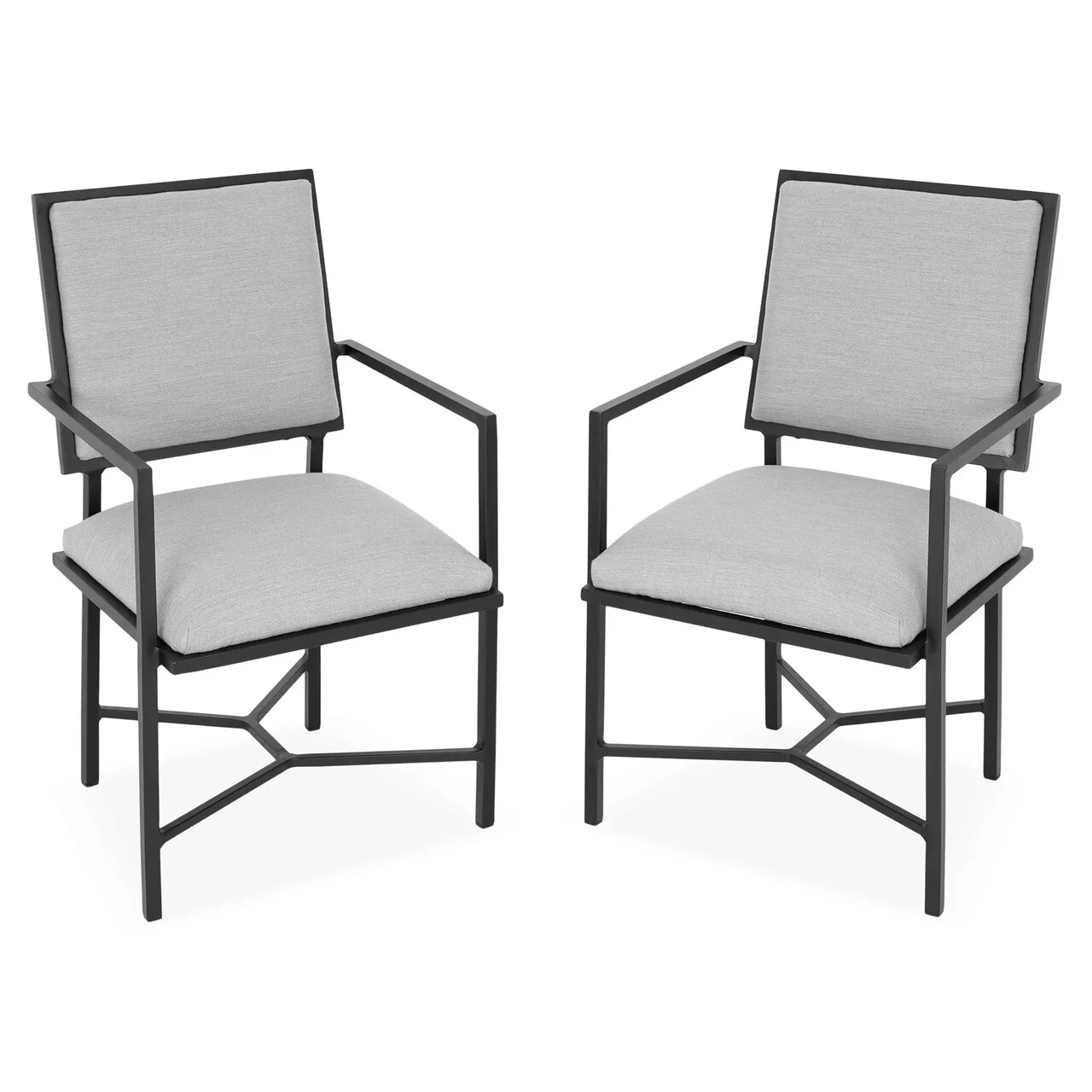 Set 2 scaune pentru exterior Evie, 59x50x90 cm, aluminiu, negru/gri Set 2 scaune pentru exterior Evie, 59x50x90 cm, aluminiu, negru/gri